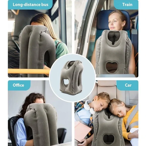 Gray Inflatable Travel Pillow - Picture 5 of 12